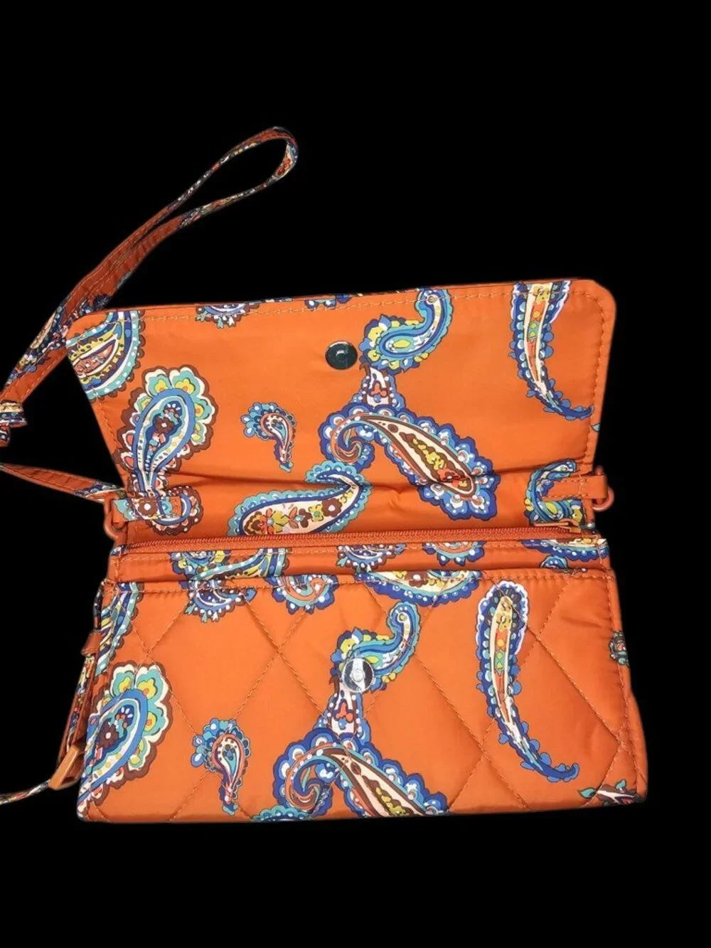 Vera Bradley Manor‎ Paisley Crossbody Purse Quilted Rust Orange Removable Strap